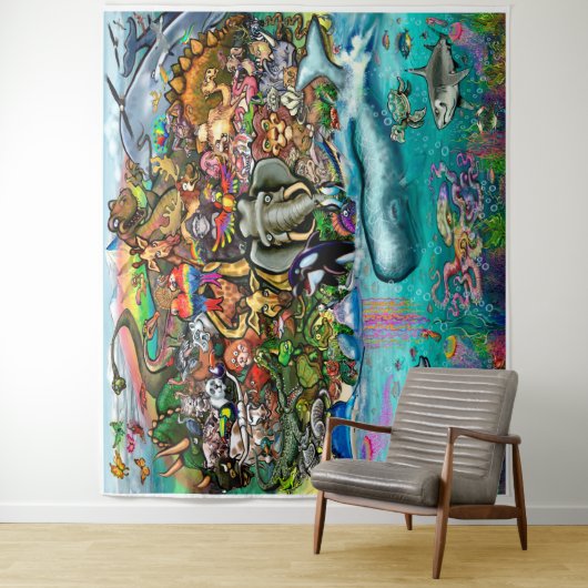 地球と海のタペストリーの動物たち タペストリー (インサイチュ)