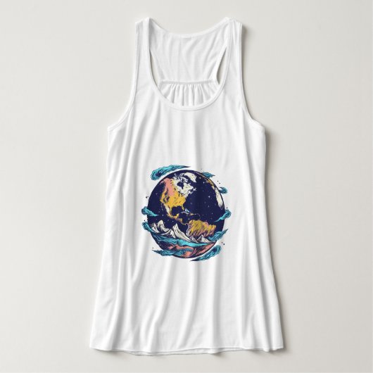 地球と海芸術的グラフィックTシャツ タンクトップ (デザイン正面)