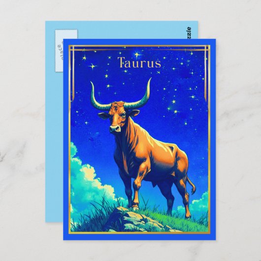 地球と空に根付いた〔占星術の〕十二宮図の看板 ポストカード (正面/裏面)