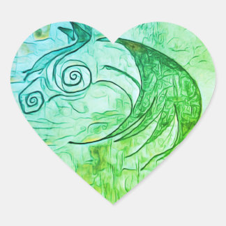 地球と空馬のステッカー ハートシール