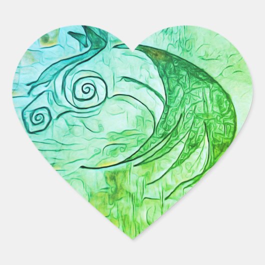 地球と空馬のステッカー ハートシール (正面)