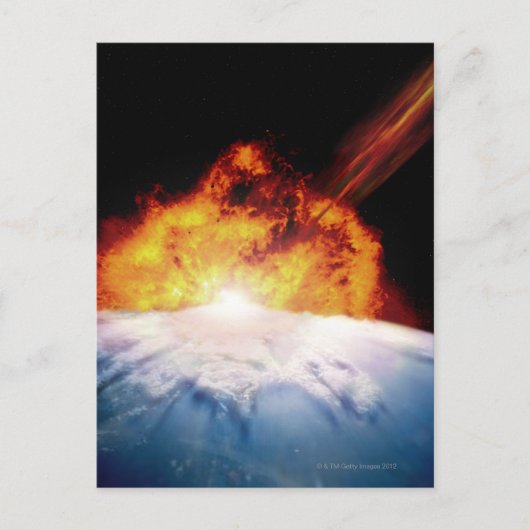 地球と衝突する小惑星 ポストカード (正面)