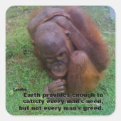 地球と貪欲やる気を起こさせる引用文 スクエアシール (正面)