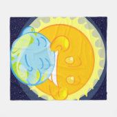 地球と連太陽の連 フリースブランケット (正面(横))