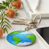 地球と雲のキーチェーン キーホルダー (側面)
