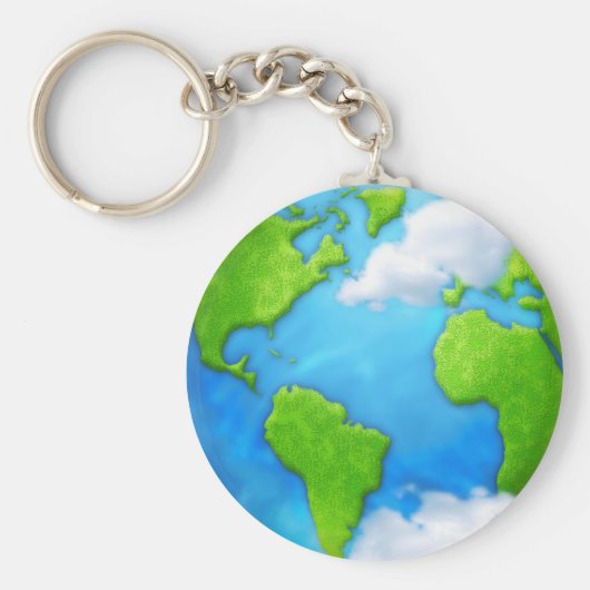 地球と雲のキーチェーン キーホルダー (正面)