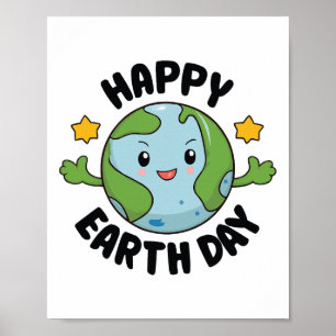 地球にやさしい日 かわいい惑星 ハッピーアースデー ポスター
