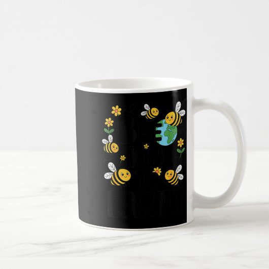 地球に優しく - かわいい蜂 花 惑星 キッズ コーヒーマグカップ (右)