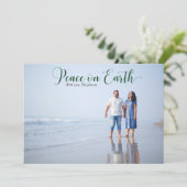 地球に優雅な平和をもたらすホリデー写真 ダークグリーン シーズンカード (スタンド正面)