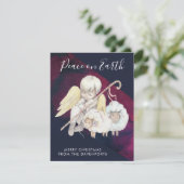 地球に子羊の平和を持つクリスマス・エンジェル・シェパード シーズンカード (スタンド正面)