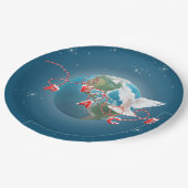 地球に平和をもたらす白い鳩 ペーパープレート (アングル)