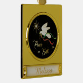 地球に平和を広める白い鳩 ゴールドプレートバナーオーナメント (右)