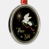 地球に平和を広める白い鳩 メタルオーナメント (右)