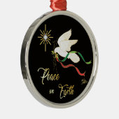 地球に平和を広める白い鳩 メタルオーナメント (右)
