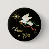 地球に平和を広める白い鳩 缶バッジ (正面)