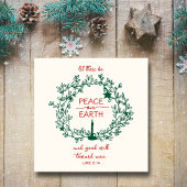地球に平和を願い手描きのリースの写真クリスマスカード シーズンカード