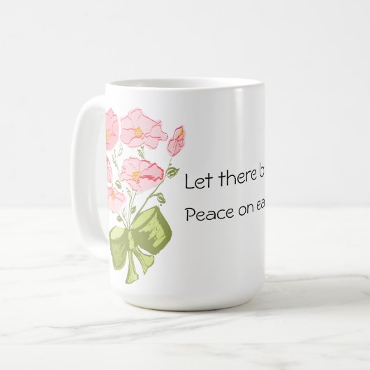 地球に平和を - フローラル コーヒーマグカップ (正面左)