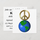 地球に平和　楽しいリバススタイルのワードパズル 招待状 (正面/裏面)