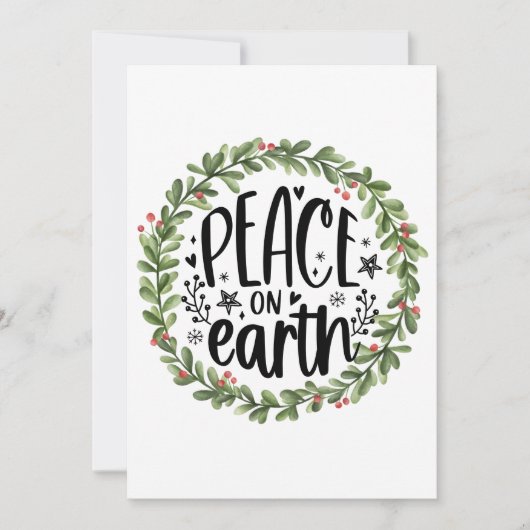 地球に平和 水彩の花輪 シーズンカード (正面)