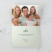 地球に平和 水彩画の松の木の家族写真 シーズンカード (内部)