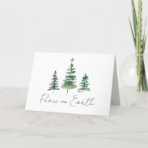 地球に平和 水彩画の松の木の家族写真