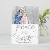 地球に平和 白と銀の水彩写真 シーズンカード (スタンド正面)