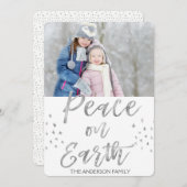 地球に平和 白と銀の水彩写真 シーズンカード (正面/裏面)