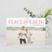 地球に平和　編集可能なカラーホリデー写真カード シーズンカード (スタンド正面)
