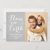 地球に平和 美しいスクリプト グレー フォト シーズンカード (正面)