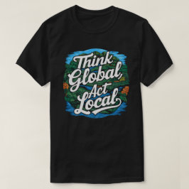 地球に思いを 地域で行動を 地球の日 環境保護 Tシャツ