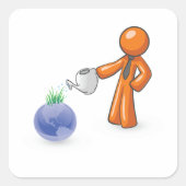 地球に水をやること スクエアシール (正面)