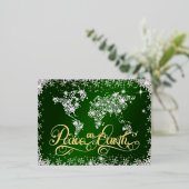 地球に緑の平和 エメラルドとダイヤモンド 箔シーズンポストカード (立ち正面)