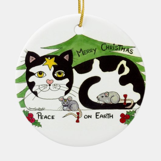地球のかわいいオーナメントの平和は、絶対必要持っています セラミックオーナメント (正面)