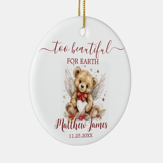地球のための美し過ぎベビーメモリーベアーエンジェル セラミックオーナメント (右)