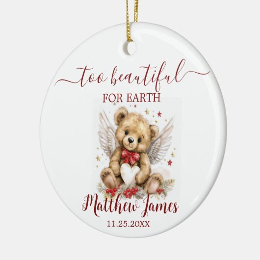 地球のための美し過ぎベビーメモリーベアーエンジェル セラミックオーナメント (左)