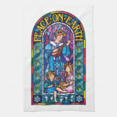 地球ののふきんの`の平和」ステンドグラス キッチンタオル (縦)