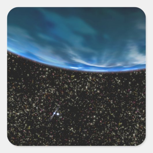 地球のイラストレーション スクエアシール (正面)