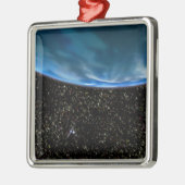 地球のイラストレーション メタルオーナメント (左)