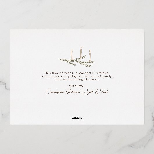 地球のエレガント平和のスクリプト写真クリスマス 箔シーズンカード (裏面)