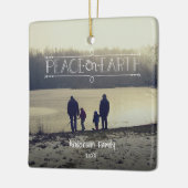 地球のオーナメントのパーソナライズな1写真の平和 セラミックオーナメント (左)