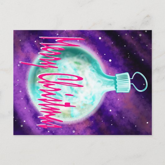 地球のオーナメントを使ったクリスマスカード シーズンポストカード (正面)