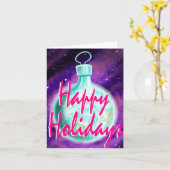 地球のオーナメントカード　ハッピー ホリデー カード (黄色い花)