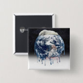 地球のクマのハグ(半宇宙の背景) 缶バッジ (正面&裏面)