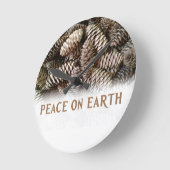 地球のクラシックな休日のマツ円錐形の平和 ラウンド壁時計 (傾斜)