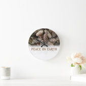 地球のクラシックな休日のマツ円錐形の平和 ラウンド壁時計 (ホーム)