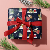 地球のクリスマスにおける可愛い天使の平和 ラッピングペーパー