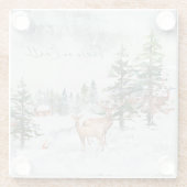 地球のクリスマスに冬の森の動物の平和 ガラスコースター (裏面)