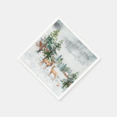 地球のクリスマスに冬の森の動物の平和 スタンダードカクテルナプキン (角)