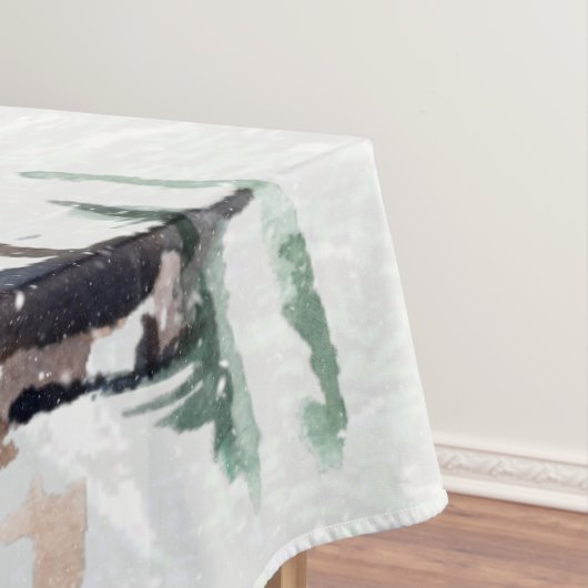 地球のクリスマスに冬の森の動物の平和 テーブルクロス (インサイチュ)