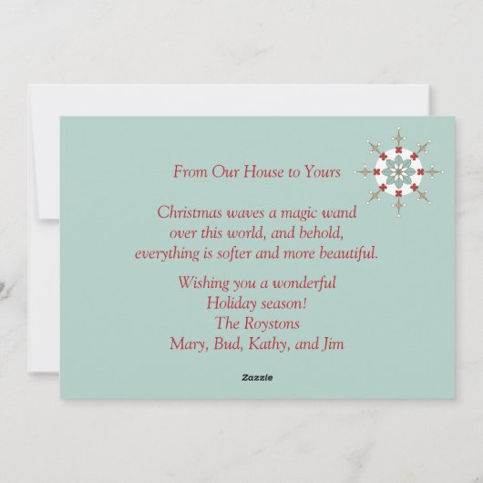 地球のクリスマスの南西スタイルの平和 シーズンカード (裏面)